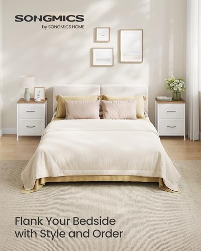 Image of SONGMICS BELLAH Collection - Dresser for Bedroom, Chest of Drawers, Nightstand, 2 Drawers, Storage Organizer Unit, Closet, Entryway, Farmhouse, Rustic White and Honey Brown ULGS312WJ02S