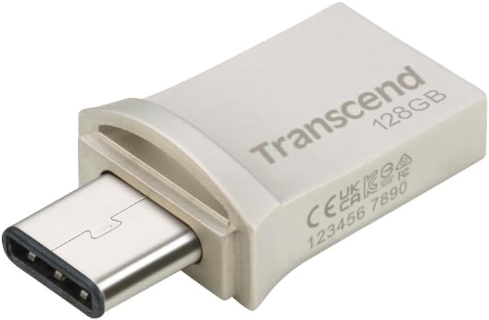 Transcend Japan TS128GJF890S USB Memory, 128 GB, USB 3.1, Gen1, Type-A/Type-C Dual Connectors, Compact Type, Data Recovery Software