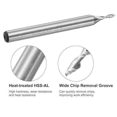 Image of uxcell 8pcs HSS-AL 2mm Cutting Dia 6mm Shank 2 Flutes End Mill Milling Cutter Router Bits Upcut Spiral Milling Cutter Tool for Wood PVC MDF Engraving