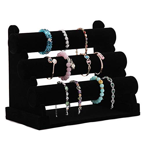 DISTILL 3 Tier Black Velvet Bracelet Holder- Bracelet Stand for Jewelry Organization