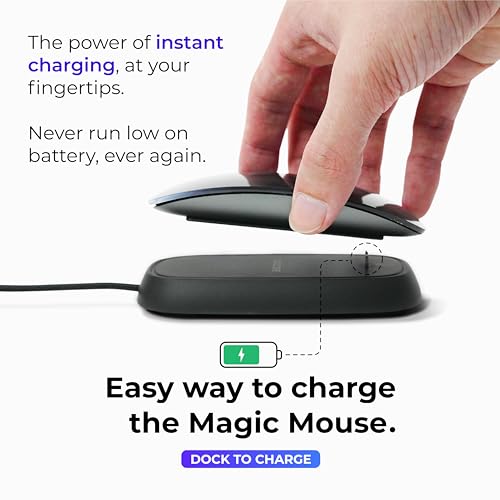 Image of Ascrono - Charging Station Compatible with Apple Magic Mouse - Black - Perfect Accessories | Usable As Charging Dock, Stand & Charger | Includes 5ft (1.5m) USB-C Cable | USB-C Connector