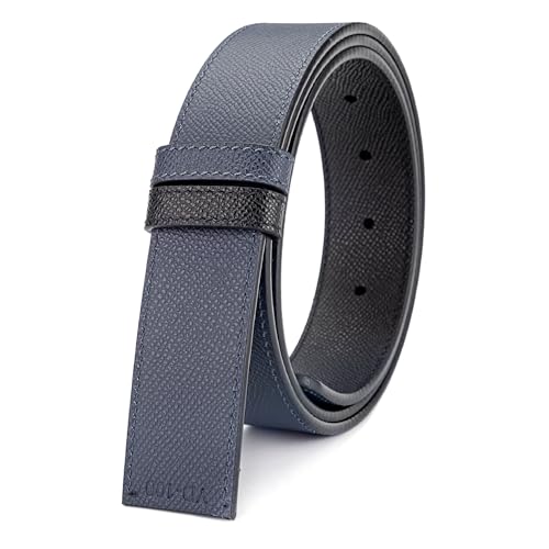 titiroa Men's Reversible Belt Cowhide Genuine Leather Replacement Belt Strap Width 34MM Length 120CM Royal Blue/Black