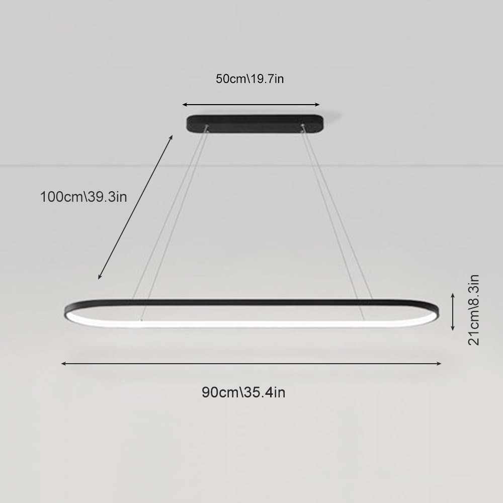 Genérico Lámpara Colte De Tira Led, Regulable En Altura, Circular, Metálica, 120 Cm, para Comedor O Isla De Cocina (Black-90cm White Light)