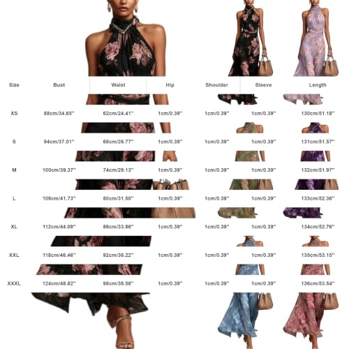 Womens Fall Boho Dresses Halter Flowy Floral Wedding Guest Maxi Dress Green - image 5