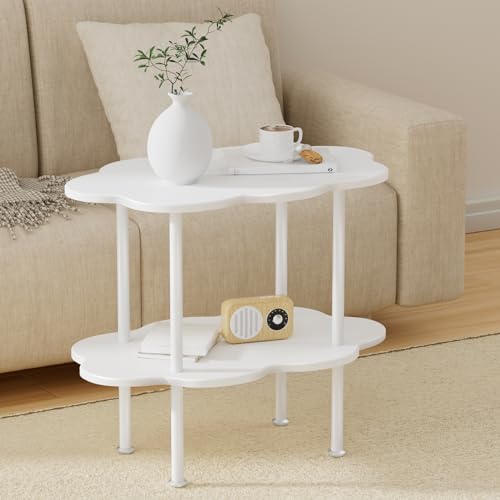 Table d'appoint de style moderne blanc double couche aux finitions soignées