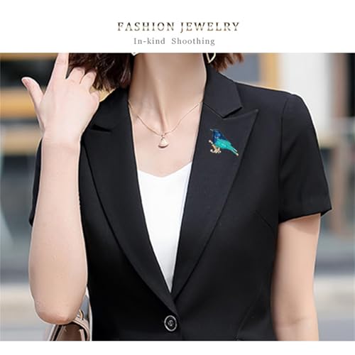 Image of coadipress Colorful Birds Brooch Pins Crystal Rhinestone Branch Bird Brooch Cute Enamel Animal Magpie Hummingbird Pin Fashion Jewelry Accessories Gifts