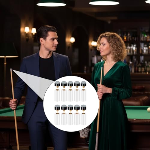 Trinkrittey 10 Stück Billard Queue Spitzen Ersatz Schraub Tipps mit Pool Zwinge 12mm Billard Queue Tipps Set für Billardstöcke Snooker Pool