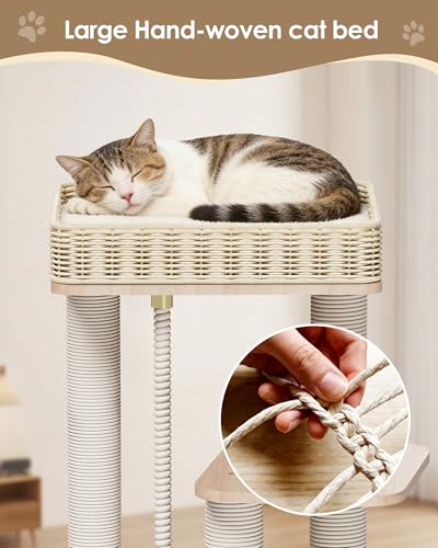 Árbol para gatos moderno de madera con rasguñador miniatura 4