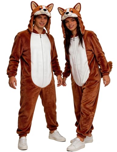 LZBXBXDA Dog Onesie Adult Arctic Fleece Dog Costume Adult Animal Pajamas for Women Men Halloween Christma Party and Home
