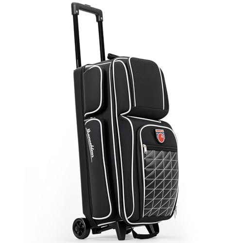 MANUEKLEAR 3 Ball Bowling Bags with Wheels, Bowling Ball Bag 3 Ball Roller with Accessory Pockets and Shoe Compartment by M MANUEKLEAR - Used condition - US$90.00