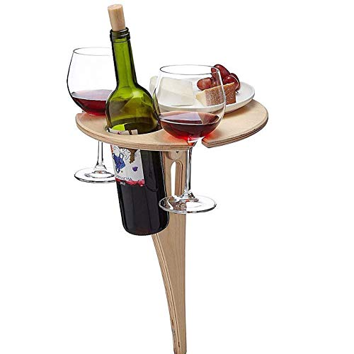 Table à vin de plage et pique-nique extérieure pliable en bois portable