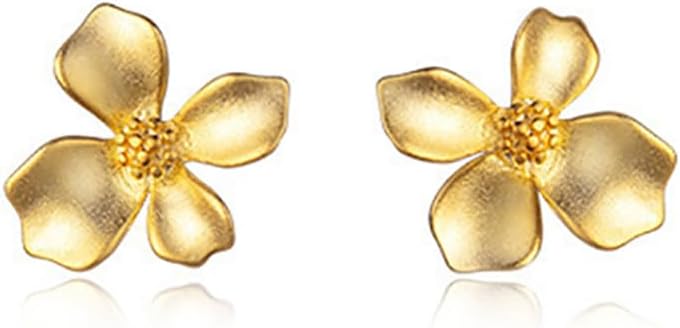 Solid 925 Sterling Silver Flower Stud Earrings for Women Teens Gardenia Flower Post Stud Earrings Wedding Hypoallergenic