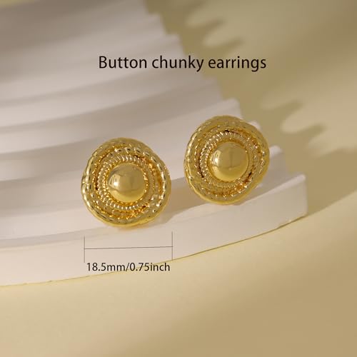 Chunky Gold Earrings for Women, 14k Gold Plated Statement Earrings Hypoallergenic Big Thick Knot Earrings for Women Trendy Chunky Studs Earring Fashion Womens Jewelry3