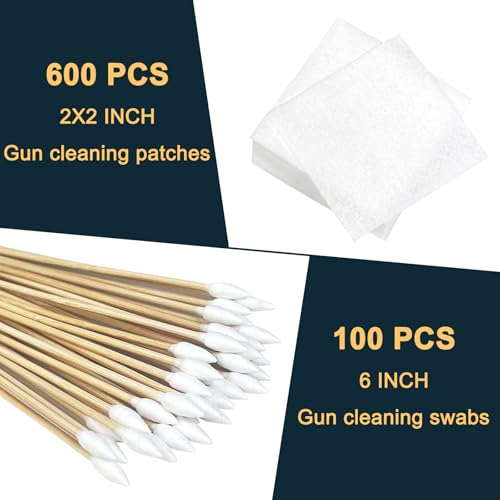 Image of Gun Cleaning Supplies - Lint Free Gun Cleaning Patches and 6 Inch Gun Cleaning Swabs Kit - Fit for Most Caliber Firearms Cleaning