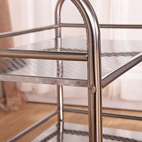 Omoons Trolleys,Household Serving Cart 3 Shelf Cart Trolley On Wheels,Stainless Steel Rolling Equipment Cart Storage Hand Trucks, For Beauty Salon Spa Storage/2-Tier/L(60 * 35 * 75Cm) #TOP3