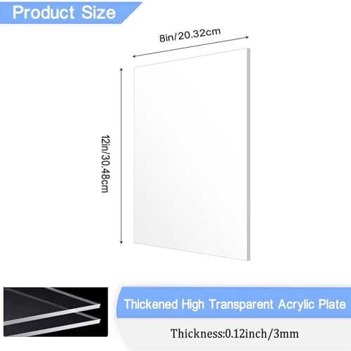 2 Pack 8x12 Inch Acrylic Sheet 1/8" Thick, Cast Acrylic Sheet, Clear Plexiglass Sheets, for Craft Projects, Display Cases, Signs, Photo Frame - Image 2