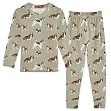 JHKKU Bloodhound Beagle Pajamas Set Cotton 2 Piece Soft Comfy Pjs Long Sleeve Lounge Sleepwear 3T