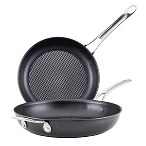 Anolon X Hybrid Nonstick Induction Frying Pans/Skillet Set, 10 Inch and 12 Inch, Dark Gray