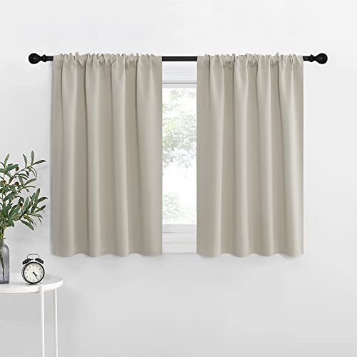 NICETOWN Natural Blackout Curtains for Living Room 42" w x 36" L 2 Panels