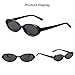 Laurinny Oval Sunglasses for Women Men, Retro 90s Small Narrow Skinny Vintage Shades, Black/Grey