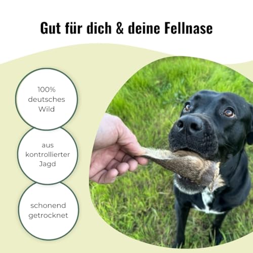 GOOPSI Rehohren für Hunde - 12 Stück, Ohren mit Fell Kauartikel Hund wild, Naturkauartikel, Zahnreinigung Hundeleckerli kauen, Leckerli Kauspaß, aus Deutschland