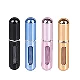 Travel Refillable Perfume Atomizer, Mini Perfume Bottle Refillable Atomizer Container Portable Spray Bottle Underfill Empty Travel Bottle for Purse Handbag Pocket Luggage, (4 PCS, 5ml)