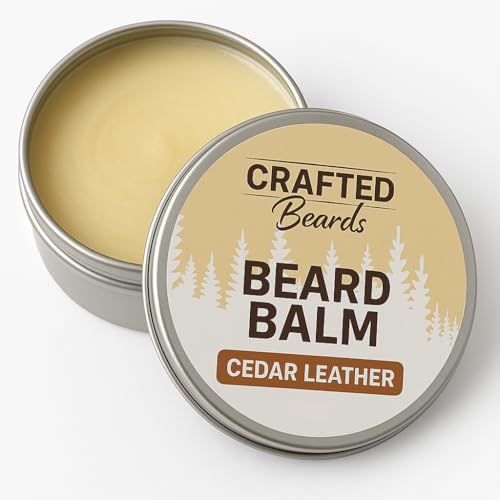 Beard Balm - Cedar Leather Scent - 2oz Tin - Beard Wax - Light Hold - (CL)