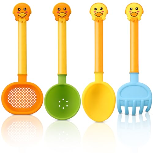 image for Skylety 8 Pieces Kids Beach Sand Shovels Colorful Plastic Rake Beach S