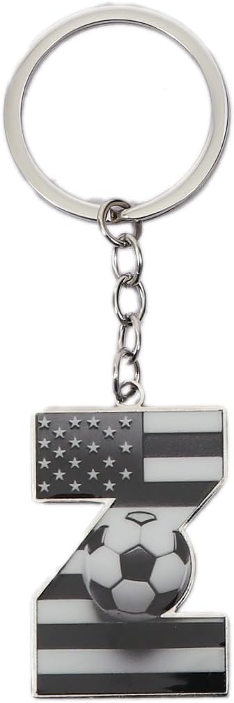 Bag Charms Initial A-Z Letter Keychain Bag Charm Soccer Keychain for Handbags Sports Bag