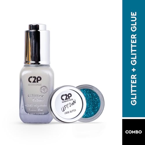 Image of C2P Pro Sparkle Duo Glitter and Glue Kit - Eyeshadow for Eye & Body Makeup | Waterproof, Quick-Drying for Stunning Shimmer Looks (Mermaid 58)