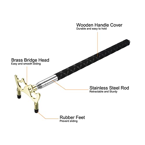 PATIKIL Retractable Billiards Cue Stick Bridge, Silicone Pool Cue Accessory with Removable Low Brass Bridge Head for Pool Table Competition, Gold Tone - Image 4