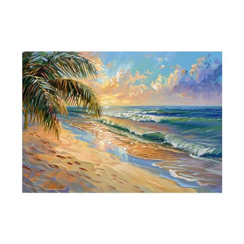 Peinture d’art abstrait de paysage marin sur toile WODJEM