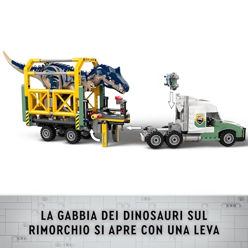 Jurassic World Missione Dinosauro: Camion di Trasporto dell’Allosauro, Giocattolo d'Avventura con Veicolo e Minifigure, Giochi per Bambini e Bambine da 8 Anni, Regalo di Compleanno 76966 - Lego - Immagine 2