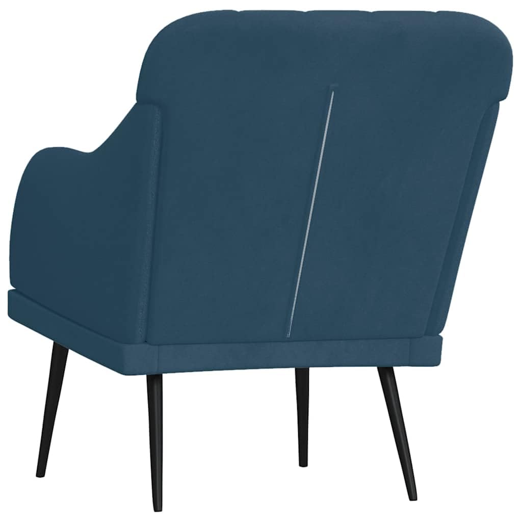 Poltrona Blu in Velluto 63x76x80 cm con Schienale Imbottito e Braccioli Spessi per Relax, Seduta Profonda, Struttura in Metallo Robusta per Soggiorno, Studio, Camera, Ufficio