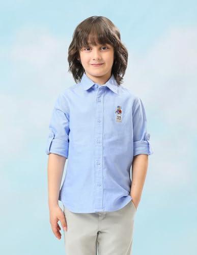 Image of USPA Kids Boys Oxford Solid Regular fit Shirt