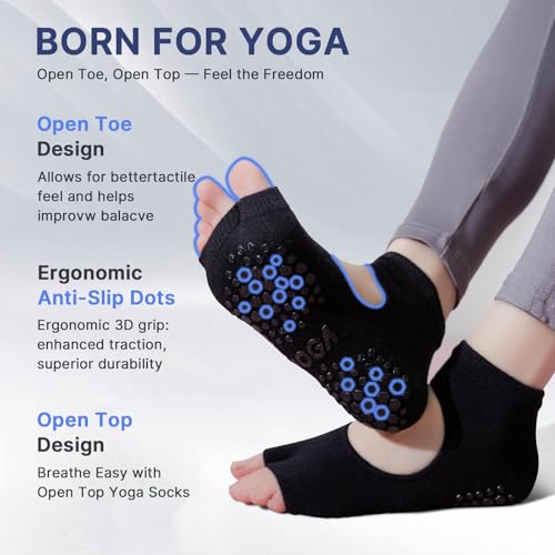 Image of Pilates Socks for Women Grip Yoga Non Slip Socks for Barre Dance Workout Hospital