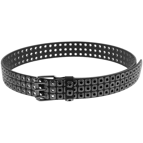 Unisex Punk Style Grommet Belt Breathable Pu Leather Waistband for Casual and Party Outfits Comfortable and Versatile Accessory for Men and Women
