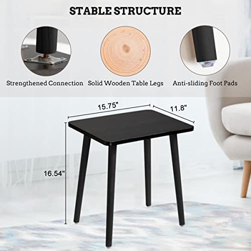 Image of FORAOFUR Black End Tables Set of 2, Modern Boho End Table for Living Room Bedroom, Small Side Table for Small Spaces with Stable Structure, Easy Assembly | 2 Pack Minimalist black finish, wood legs, fits sofa /bedroom /living, compact, lightweight, easy move, 5-min assembly