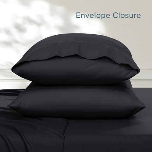 Image of Bare Home Microfiber Pillow Cases - King Size 20x40 - Cooling Pillowcases - Double Brushed - Easy Care - Envelope Closure (King Pillowcase Set of 2, Black)