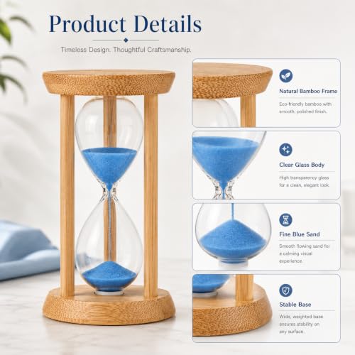 Image of Sand Timer 30 Minute, Sand Clock, Hour Glass Sand Timer Sand Clock Sandtimer Classroom Games Home Kitchen Officesand Clock Timer for Room Hourglass (Blue)