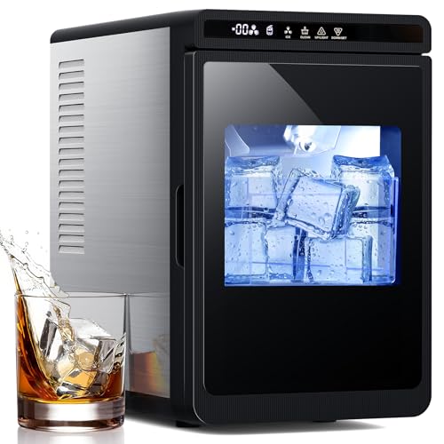Electactic Clear Ice Cube Makers- Produces 9 Large 1.6 Clear Ice Cubes per Hour 24H Timer Self-Cleaning 5 Ice Cube Sizes for Cocktails Whiskey & Bourbon