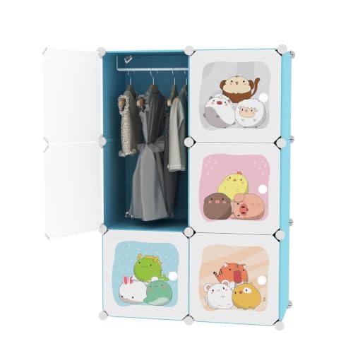 Image of 6 Door Plastic Wardrobe for Kids - Cupboard for Clothes Storage Rack, Almirah for Clothes, Baby Collapsible Wardrobe, Multi-Purpose Kids Storage Organizer for Books,Toy