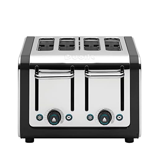 Dualit 46555 Tostadora de 4 rebanadas, color negro y acero