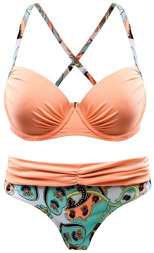 Ocean Plus Maillot de Bain 2 Pièces Femme Bikini Push-Up avec Armatures Moulées et Culotte Brésilienne Opaque pour Plage Piscine Sport (L (EU 42-44), Rose Corail) – vue 7