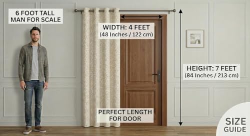 Image of Velvet Curtain 7 Feet Long for Living Room - Door Curtain Set of 1 Pcs Panel, Velvet Blackout & Stylish Parda for Home Decor & Office (48 Inch X 84 Inch) - 1 Pcs Dark Green Colour