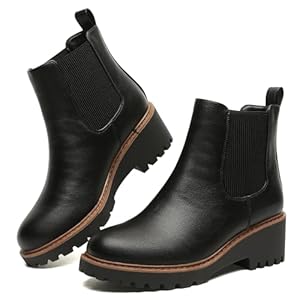 Women’s Wedge Chelsea Boots Elastic Platform Lug Sole Slip on Ankle Booties
