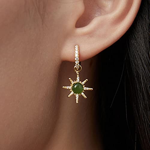 Pendientes colgantes Pendientes de piedras preciosas con incrustaciones de la estrella con incrustaciones de seis puntas for damas de lujo con elegantes pendientes de joyería de banquete de fiesta Pen