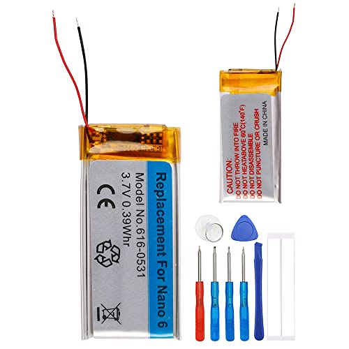 E-YIIVIIL Replacement Battery 616-0531 Compatible with iPod Nano 6th Generation A1366 16GB 8GB with Tools