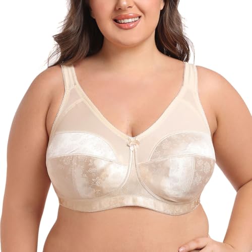 Women's Plus Size Unpadded Bra Full Coverage Wirefree Minimizer Lace Bras