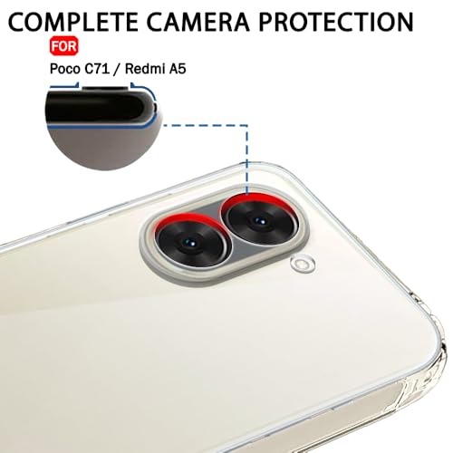 Image of TheGiftKart Back Cover Soft Case for Poco C71 / Redmi A5 | Best Camera Protection | Inbuilt Dust Plugs & Anti-Slip Grip | Ultra Clear Slim Back Cover for Poco C71 / Redmi A5 (Silicone, Transparent)